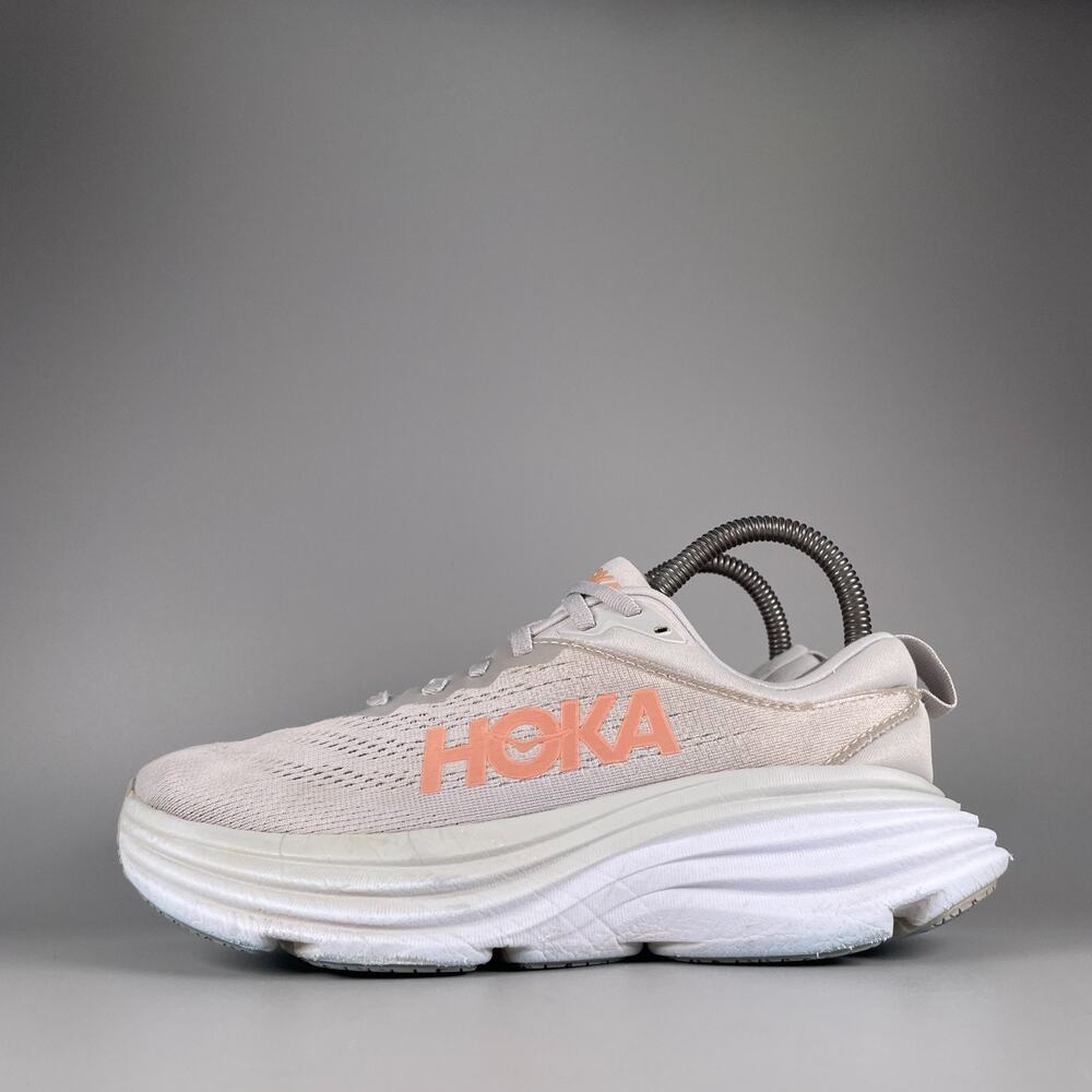 Hoka One One Bondi 8 Women's 6.5 Gray Low Top Running Sneakers Athletic Shoe EUC